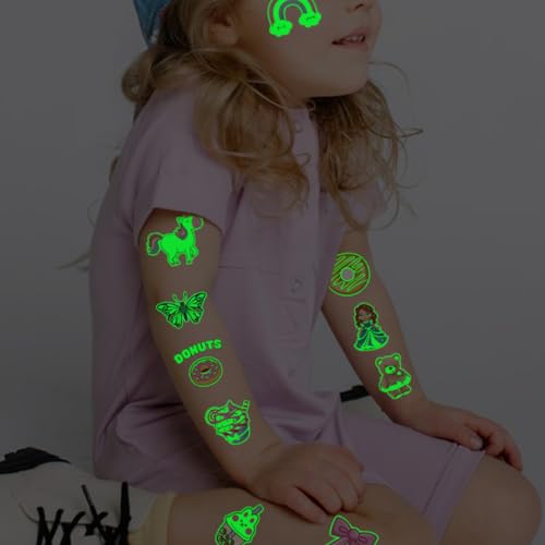 204 PCS Individually Wrapped Luminous Temporary Tattoos for Kids - Glow in The Dark Fun Tattoos for Boys Girls Birthday Party Favors Goodie Bag Fillers