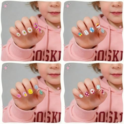 Plauva 192 Pieces Kids Press On Nails Set - 8 Styles for Girls