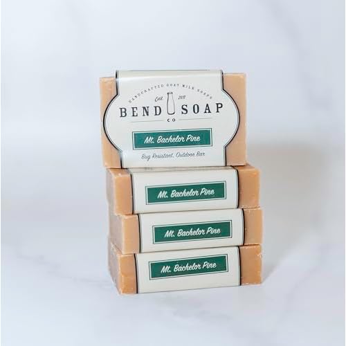 Bend Soap Company All Natural Handmade Goat Milk Soap for Dry Skin Relief, Mount Bachelor Pine, 4.5 oz Bars, 4 Pack