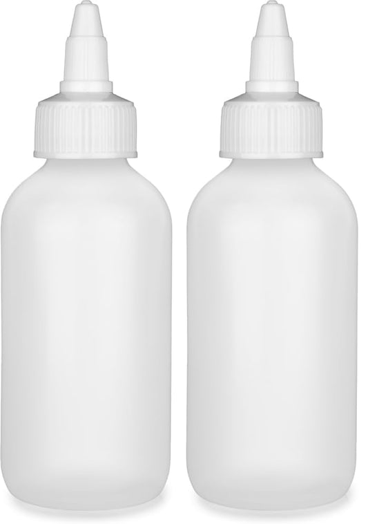 BRIGHTFROM Twist Top Applicator Bottles, Squeeze 4 OZ Empty Plastic Bottles, Refillable, Open/Close Nozzle - Multi Purpose (Pack of 2)