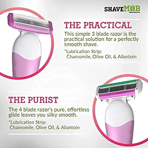 ShaveMOB 3-Blade Women's Razor Kit (Flex Head Handle + 12 Refills) - The Practical Shaving Kit