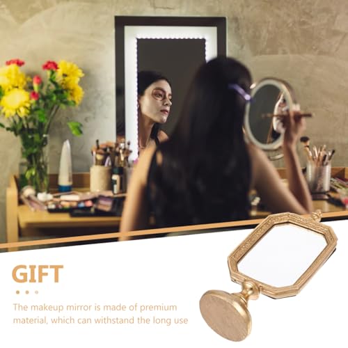 Vintage Gold Makeup Mirror Tabletop with Stand