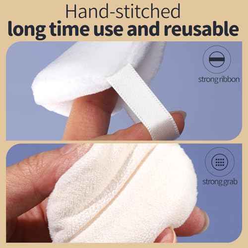 Teenitor 3pcs Setting Powder Puff 2.36 Inch, Soft Applicator for Loose and Pressed Powder, Face Makeup Puff With Cases