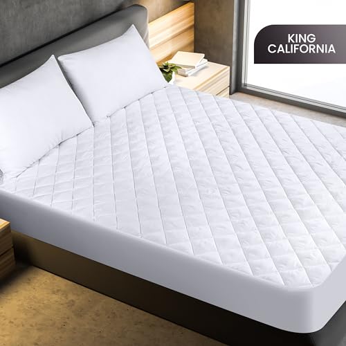 Utopia Bedding Quilted Fitted Mattress Pad (California King) - Elastic Fitted Mattress Protector - Mattress Cover Stretches up to 16 Inches Deep - Machine Washable Mattress Topper