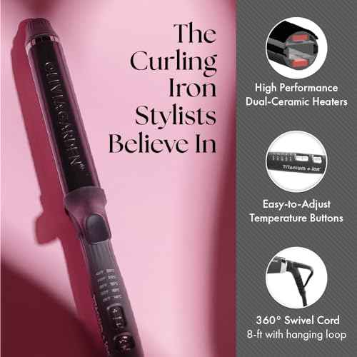 Olivia Garden Titanium + Ion High Performance Professional Curling Iron - Dual Voltage, Snag-Free Styling - Fast Heat Up to 455¡ÆF with Heat Resistant Heat Mat/Pouch