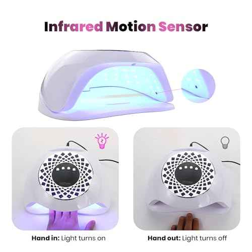 268W UV LED Nail Lamp for Gel Polish, Professional UV Nail Light with 57 Lamp Beads, Fast Nail Dryer with 4 Timer Settings, Automatic Sensor, Small and Portable, UV Nail Lamp for Home and Salon Use