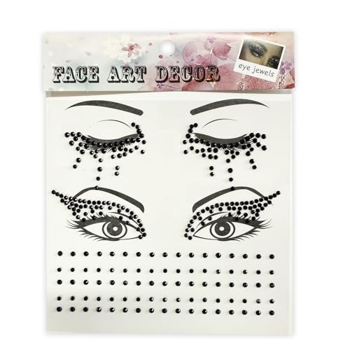 Winged Eyeliner Glam Costume Accessories Face Gems Jewels Eye Crystal Eye Jewels Face Gems Jewels Stick On Tattoo, 3-Pack