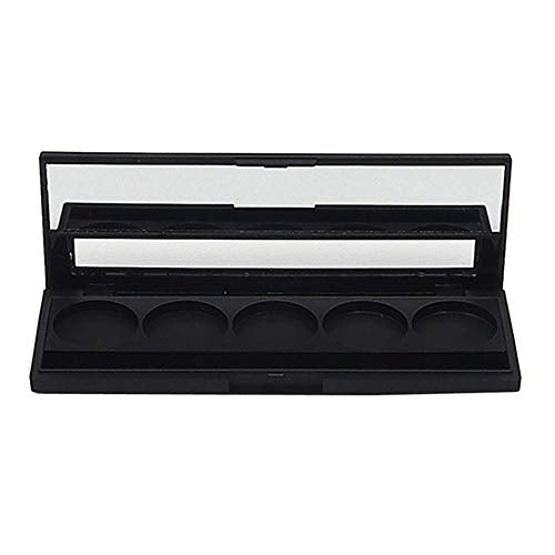 2 Pcs 5 Grids Empty Eyeshadow Palette Cosmetics Makeup Storage Container DIY Eye Shadow Palette Case with Mirror and Window for Blush Eyebrow Powder Lipstick, Inner Diameter 26mm
