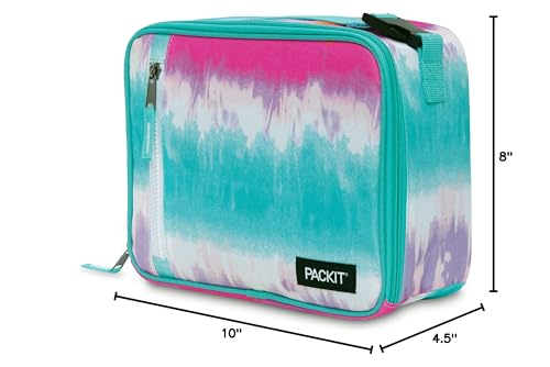 PackIt Freezable Classic Lunch Box, Tie Dye Sorbet, Built with EcoFreeze Technology, Collapsible, Reusable, Zip Closure With Zip Front Pocket and Buckle Handle, Designed for Lunches