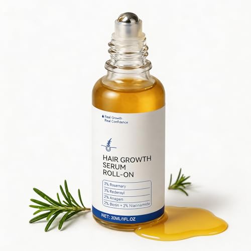 Hair Growth Serum Roll-On with Rosemary - Strengthens Roots & Supports Hairline