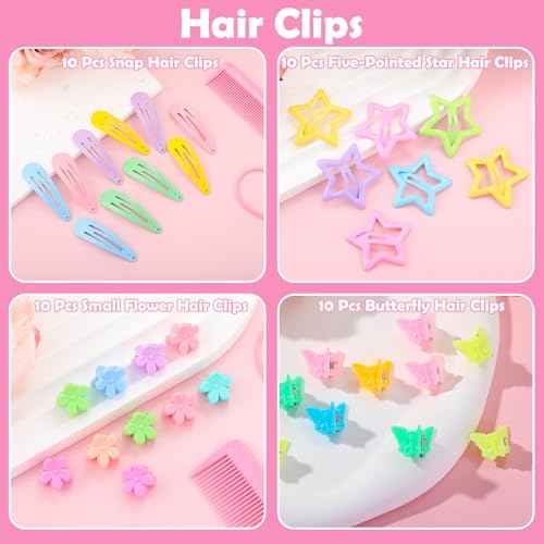 Hair Accessories for Girls, 1695 Pcs Toddler Hair Ties Elastic Hair Ties with Hair Clips Hair Tail Tools, Girls Hair Accessories for Baby Toddlers Kids
