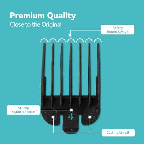 Clipper Guards Set Compatible with Most Wahl Clippers with Holder, Clipper Guides Replacement - 1/16" to 1", 10 Piece Set, Black Color