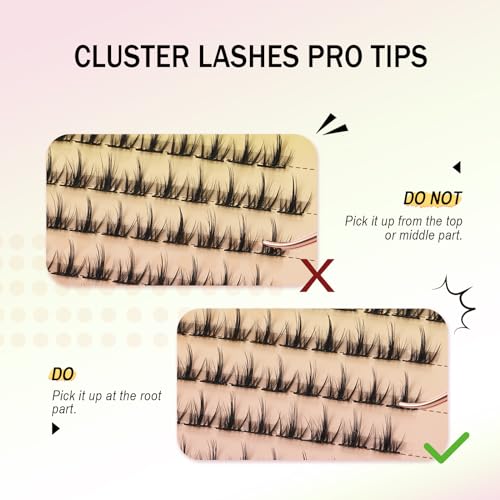 Mayhug Lash Clusters 88 Pcs Cluster Eyelash Extensions Anime Lashes D Curl False Eyelashes Fluffy Lashes Wispy DIY Lash Extensions at Home (Sparky,Mix8-16mm)