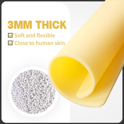 3MM Thick Practice Skin, 4pcs 7.8x7.8in Blank Fake Skin Silicone Sheet with 2 Templates