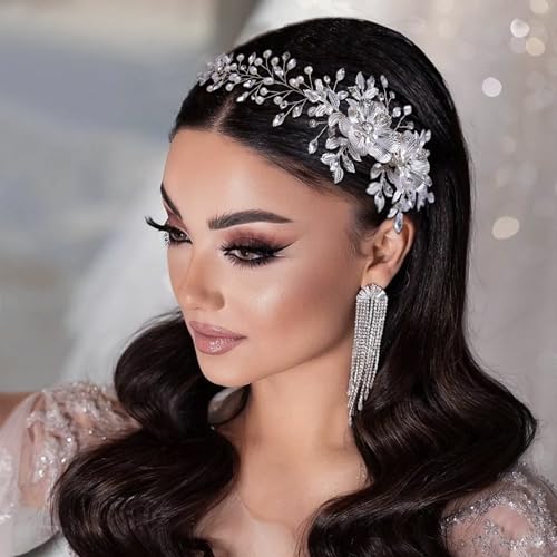 Silver Bridal Hair Comb Headpiece - Wedding Headwear