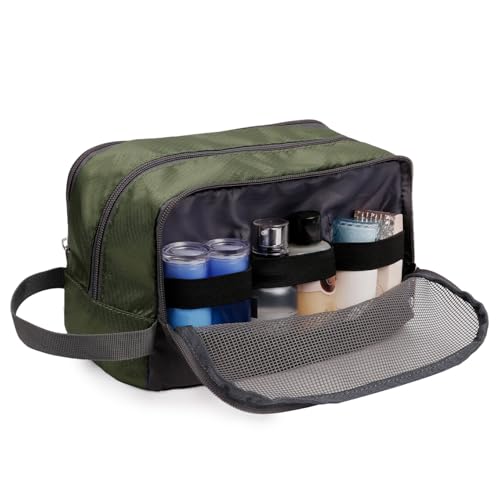 WANDF Army Green Medium Travel Dopp Kit for Men – Compact Toiletry Bag