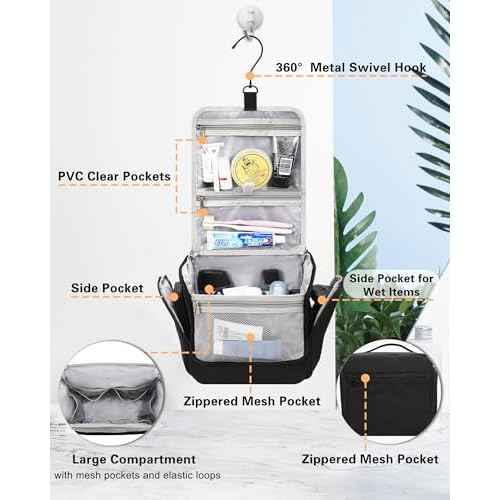 Relavel Hanging Toiletry Bag for Men and Women, Travel Toiletries Bag Water-resistant Large Makeup Cosmetic Organizer Storage, Shaving Dopp Kit Shower Bathroom Hygiene Bags, Carry-on Travel Essentials