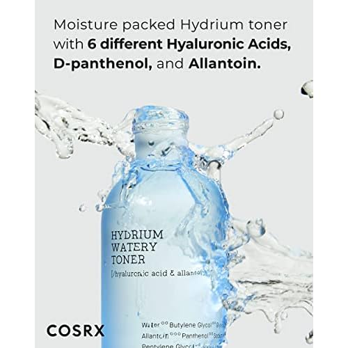 COSRX Hydrium Watery Toner, 280ml / 9.46 fl.oz | Moisturizing Korean Toner | Hyaluronic Acid, Allantoin, Panthenol | Korean Skin Care, Not Tested on Animals, Paraben Free