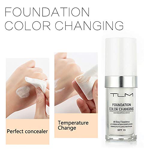 TLM Colour Changing Foundation - Flawless Coverage, Lightweight Formula, Adapts to Skin Tone, Hides Wrinkles & Lines, Hydrating & Long-Lasting, BB Cream Makeup Base Concealer Cover