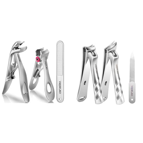 Nail Clippers for Seniors, Wide Jaw Fingernail Clippers and Angled Head Toenail Clippers for Thick Nail, Professional German Nail Clippers for Men, Women&Pregnant