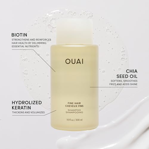 OUAI Fine Hair Treatment Bundle - Fine Hair Shampoo, Fine Hair Conditioner, Fine to Medium Hair Treatment Masque - Volumizing & Strengthening Hair Repair Set (3 Count, 10oz/10oz/8oz)