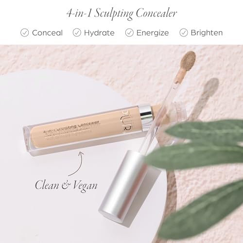 PÜR MINERALS 4-in-1 Sculpting Concealer Buff - Medium to Full Coverage, Hydrating, Brightening & Correcting for Dark Circles