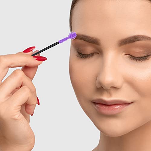 G2PLUS 50PCS Disposable Silicone Eyelash Brushes - Purple Mascara Wands