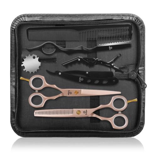 Ethyxe Rose Gold 2-Piece Hair Cutting Scissors Set, Thinning & Straight Shears