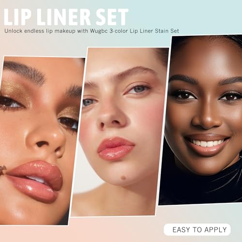 Wugbc 3-in-1 Peel Off Lip Liner Stain Set - Long Lasting Matte Tint