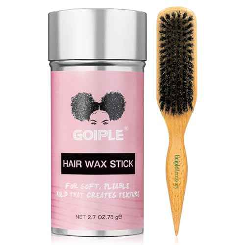 Slick Back Hair Brush & Wax Stick Set for Slick Back Hair ? Teasing Boar Bristle Hair Brush for Sleek, Control, Flyaways & Baby Hairs ? Wax Stick for Women Sectioning & Smoothing Ponytail Bun