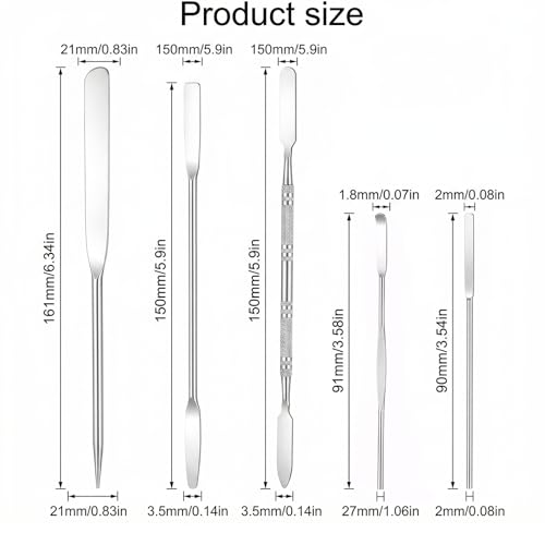5-Piece Stainless Steel Makeup Spatula Set