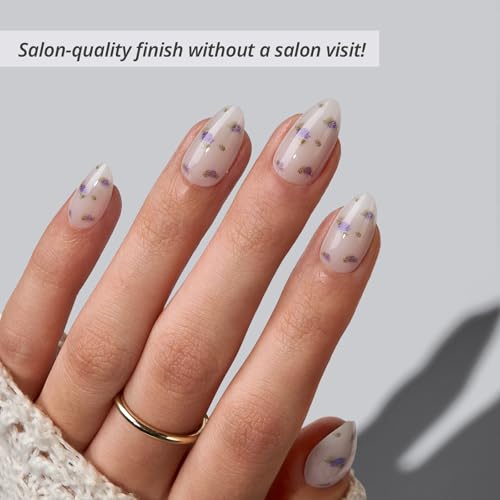 BTArtbox Press On Nails Short Almond - 32 Nails Kit with Gel Glue