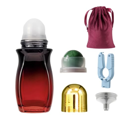 Rose Quartz Roller Ball Bottle, 50ml Amber Glass Refillable