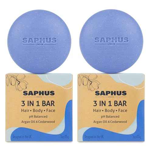 All-in-One Shampoo Bars for Hair, Body, Face & Beard | Acidified Bar Soap Moisturizing & Cleansing Bar for Men, Women, Kids | pH Balanced, Sulfate-Free, 2 Pack