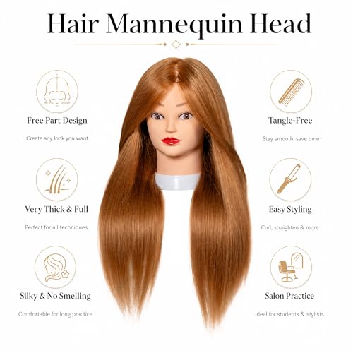 Mannequin Head 26-28" Real Human Hair Styling Practice Head