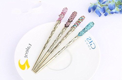 Traditional Chinese Hairpin Rhinestone Crystal Antique Hair Sticks chopsticks hair Accessory Wedding Hair Jewelry 2pieces,5 Colors (Blue)