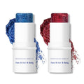 KYDA Chunky Glitter Stick - Face & Body Makeup, Red & Blue