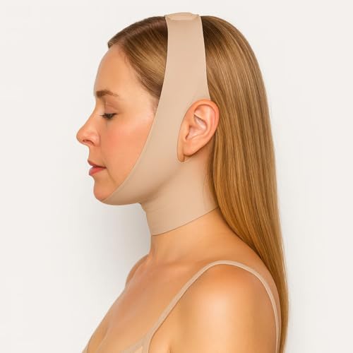 Skult Collagen Face Sculpt Wrap, Reusable Face Mask Jawline Shaper Chin Strap For Sleeping Made With Skin-Friendly And Breathable Materials -Beige