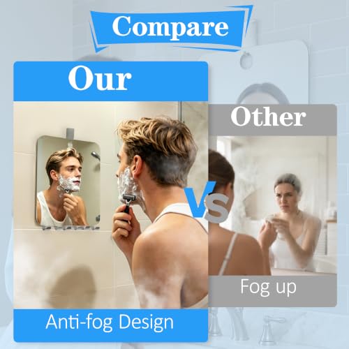 Fogless Shower Mirror with Razor Holders - 2 Pack, 10" x 8"