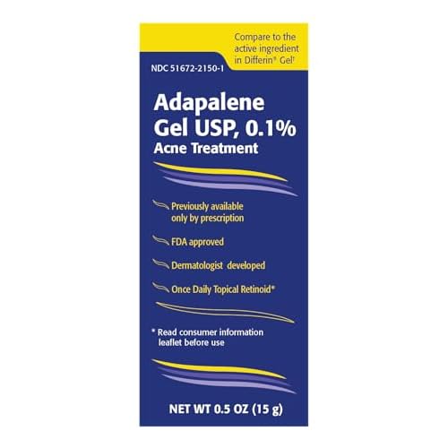 TARO Adapalene 0.1% USP Gel, Paraben Free, Retinoid Acne-Prone Facial Treatment for Sensitive Skin, Prescription Strength (0.5 Oz)