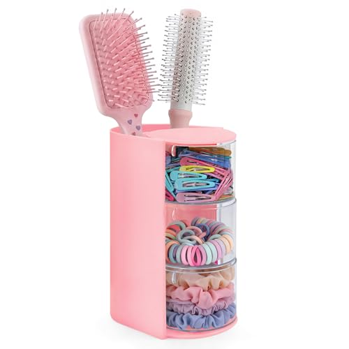 Rotating Hair Accessories Organizer, 3-Tier Holder for Clips, Ties & Brushes