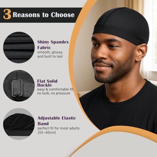 Durala Adjustable Wave Cap for Men - Premium Elastic Stocking Cap 360°