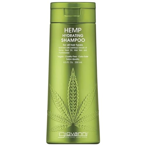 GIOVANNI Hemp Hydrating Shampoo - Natural, Hemp Seed Oil, Aloe Vera, Frankincense, Botanical Extract, Moisturize & Revitalize Damaged Hair - 8.5 Fl Oz