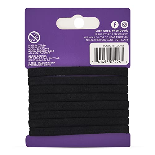 Goody Ouchless Seamless Hair Elastics, 8 Count, Black