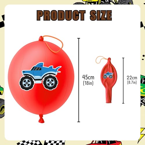 Monster Truck Party Favors 72pc Set - Balloons & Tattoos