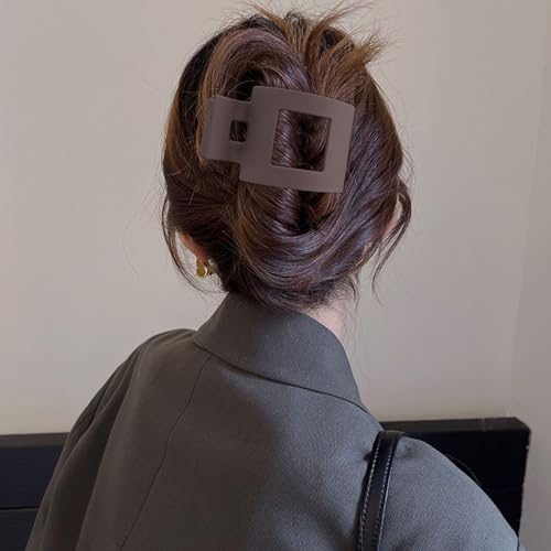 Velscrun Flat Hair Clips for Women Girls, Matte Lay Flat Claw Clips, Strong Hold Large Hair Clip for Thick or Thin Hair, French Duck Billed Hair Jaw Claw Clip, Non Slip Grip for Daily Styling Black