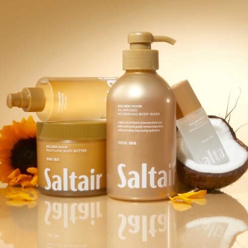 Saltair Body Wash 2-Pack ? Moisturizing Body Wash with Vitamin E & Hydrating Oil Blend ? Scented Shower Gel for Women and Men ? Golden Hour Scent, 2x 17oz ? Vegan, Cruelty-Free, Paraben-Free
