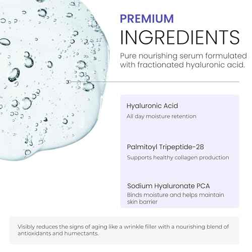 Hydracool Hyaluronic Acid Serum Face Ultra Hydrating Anti-Aging Lightweight Soothing and Plumping Skin Care Peptide Serum Acidio Hialuronico by Nova Derm Institute (1 fl oz.)