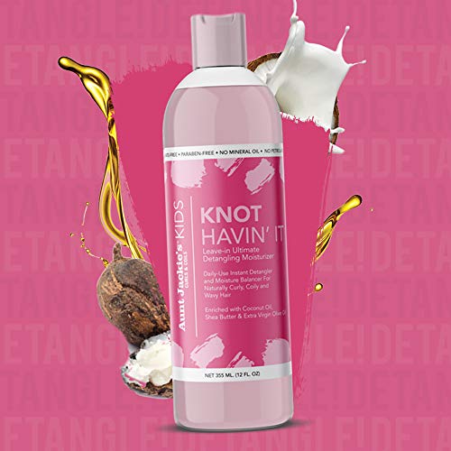 Aunt Jackie's Kids Knot Havin' It Leave-In Ultimate Detangling Hair Moisturizer for Naturally Curly, Coily and Wavy Hair, 12 oz (Pack of 2)