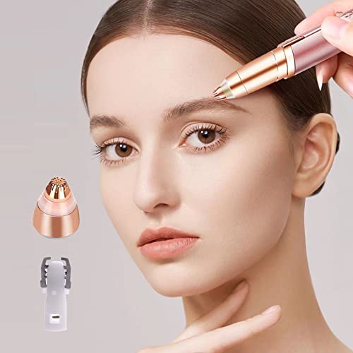4 Pack Flawless Replacement Head, Face Hair Remove Replacement Tool for Women Facial Smooth Finishing with Cleaning Brush(Rose Gold)